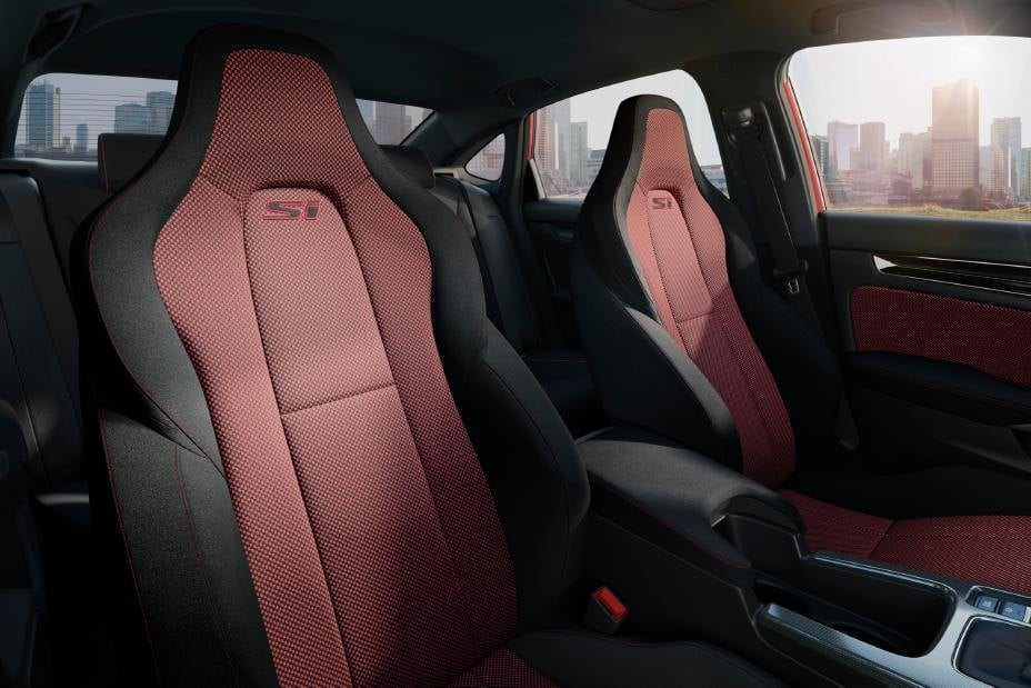 Official Honda photo of Civic Si sport seats with red Si embroidery