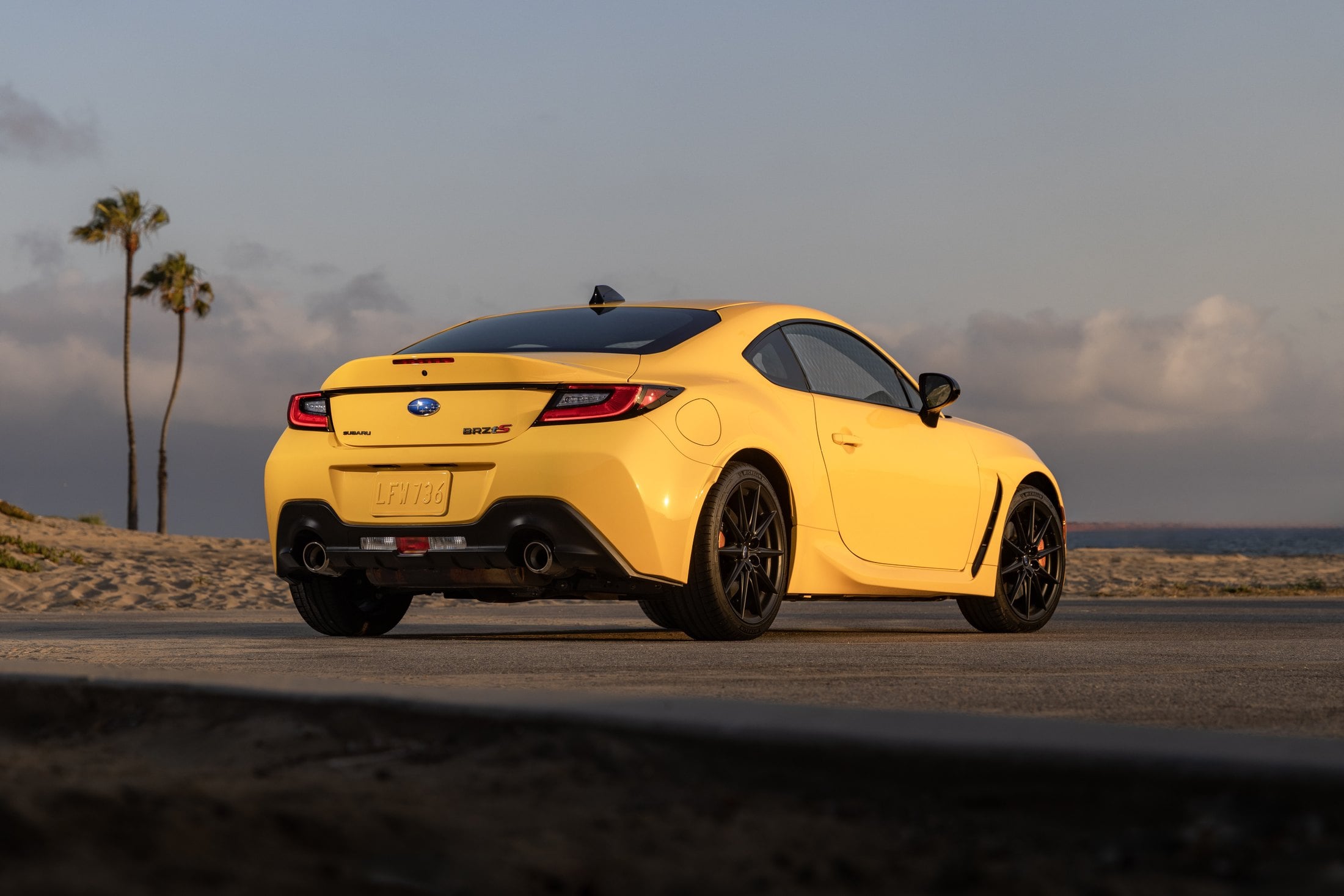 2026 Subaru BRZ Series.Yellow rear three-quarter with gold Brembo calipers