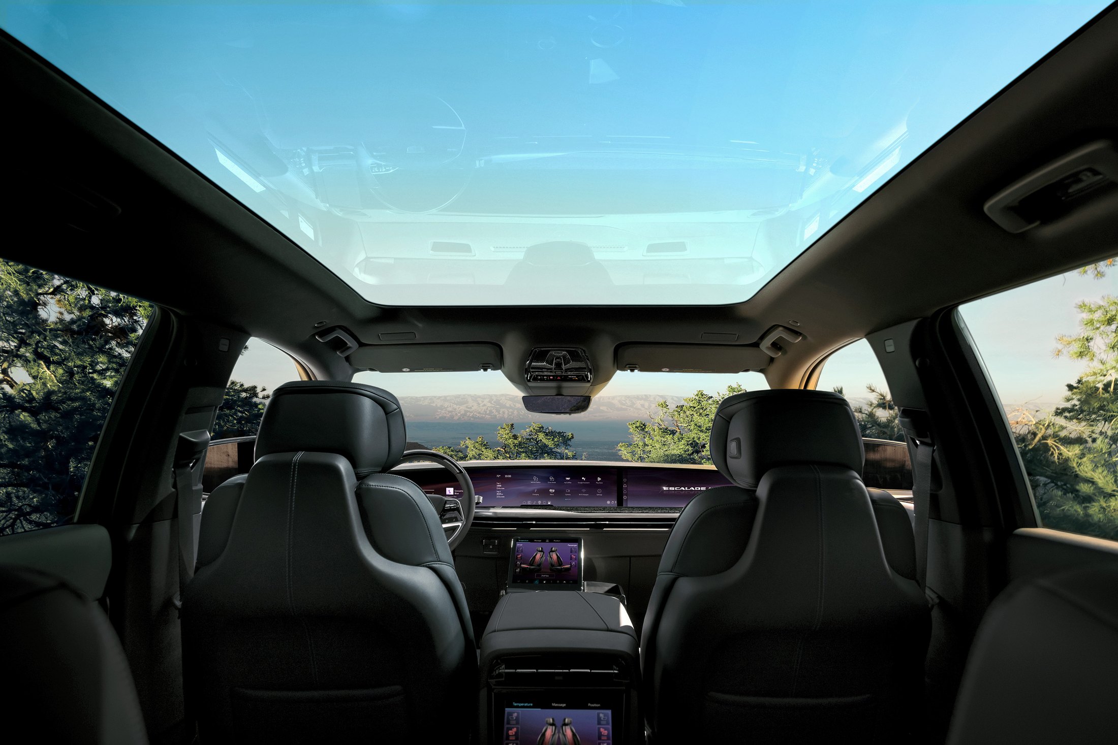 Official Cadillac photo of the Escalade IQ cabin and 55-inch Horizon Display
