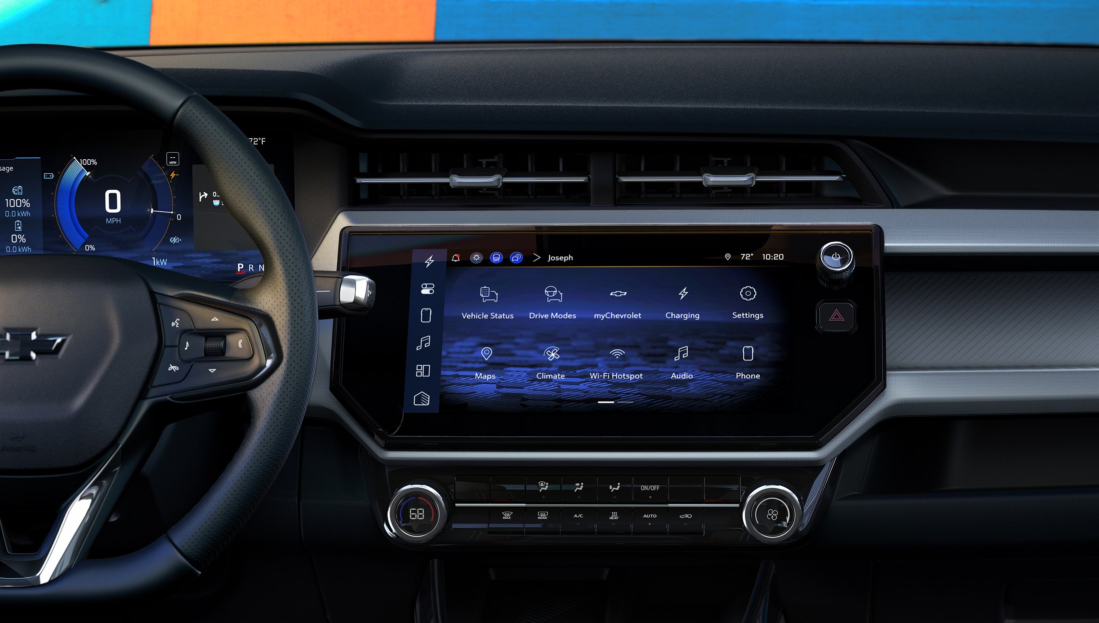 Official Chevrolet photo of the 2027 Bolt cabin with an 11.3-inch touchscreen and 11-inch driver display