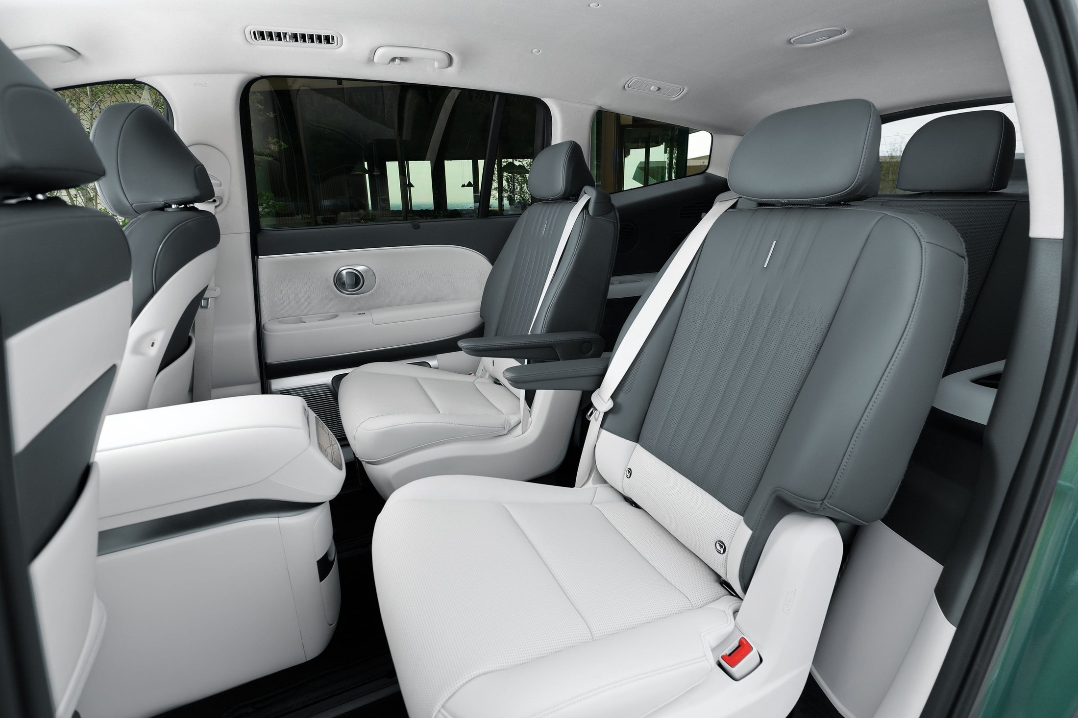 Official Hyundai photo of the 2026 Ioniq 9 second-row captain's chairs and third row