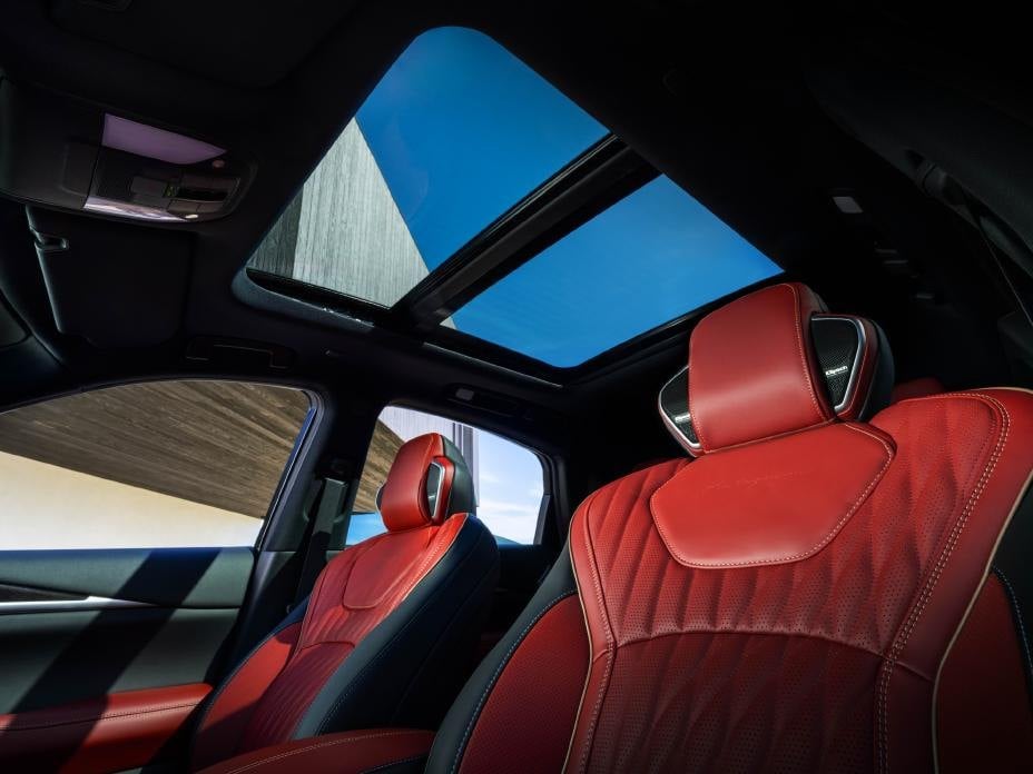 Official Infiniti photo of the 2027 QX65 cabin with dual 12.3-inch screens