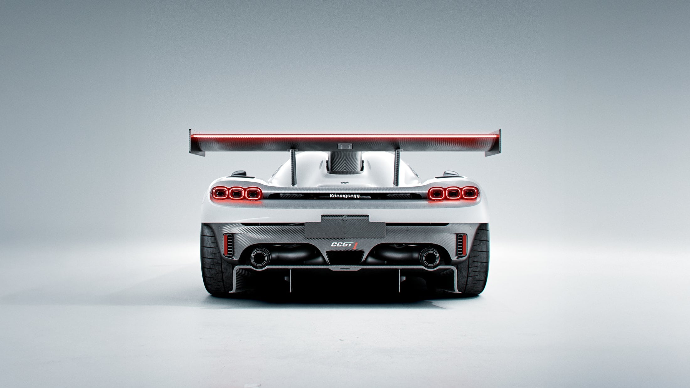 Official Koenigsegg photo of the CCGT1, rear with active wing