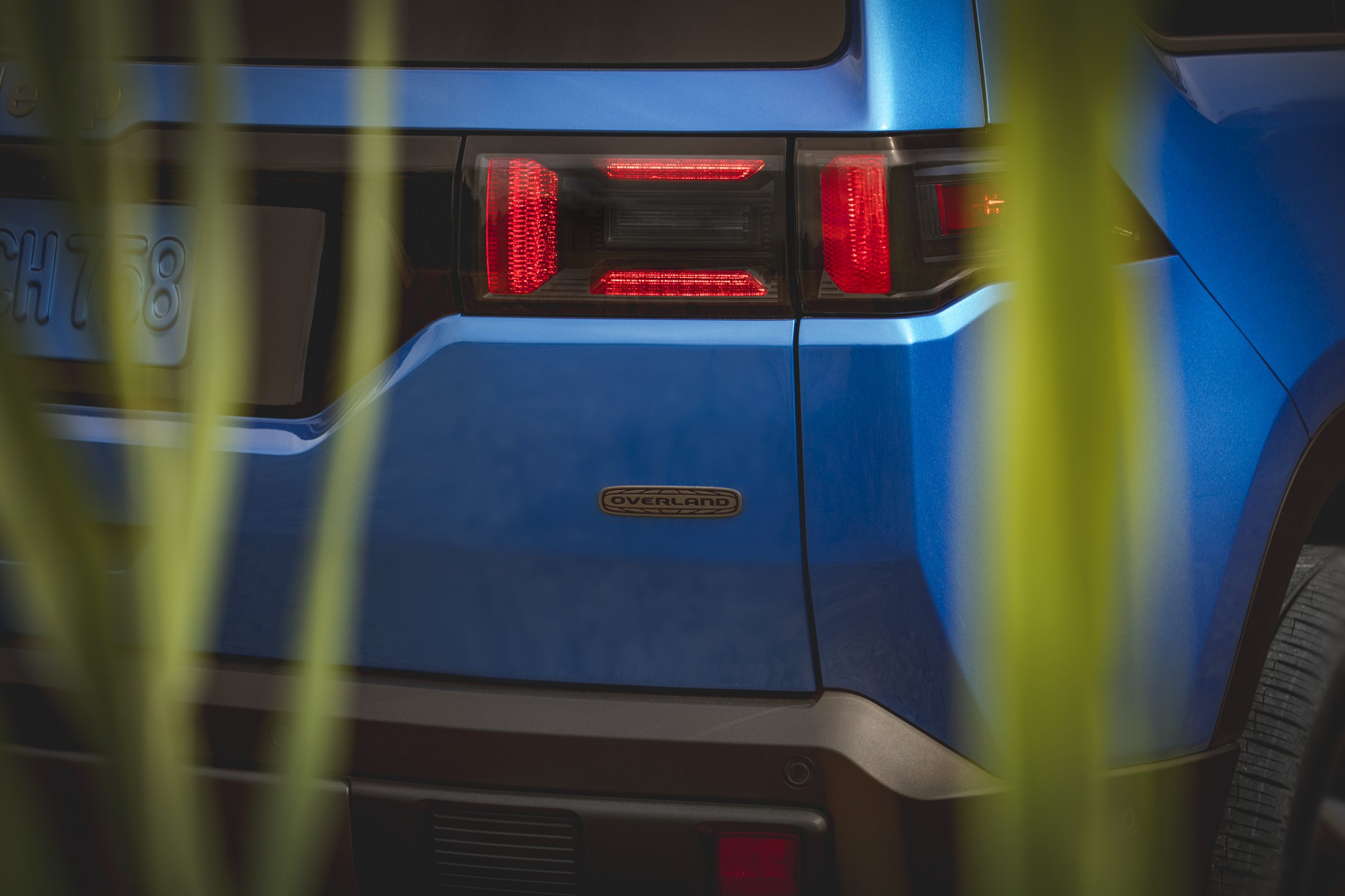 Official Jeep photo of the 2026 Cherokee Overland jerrican-inspired taillight and Overland badge