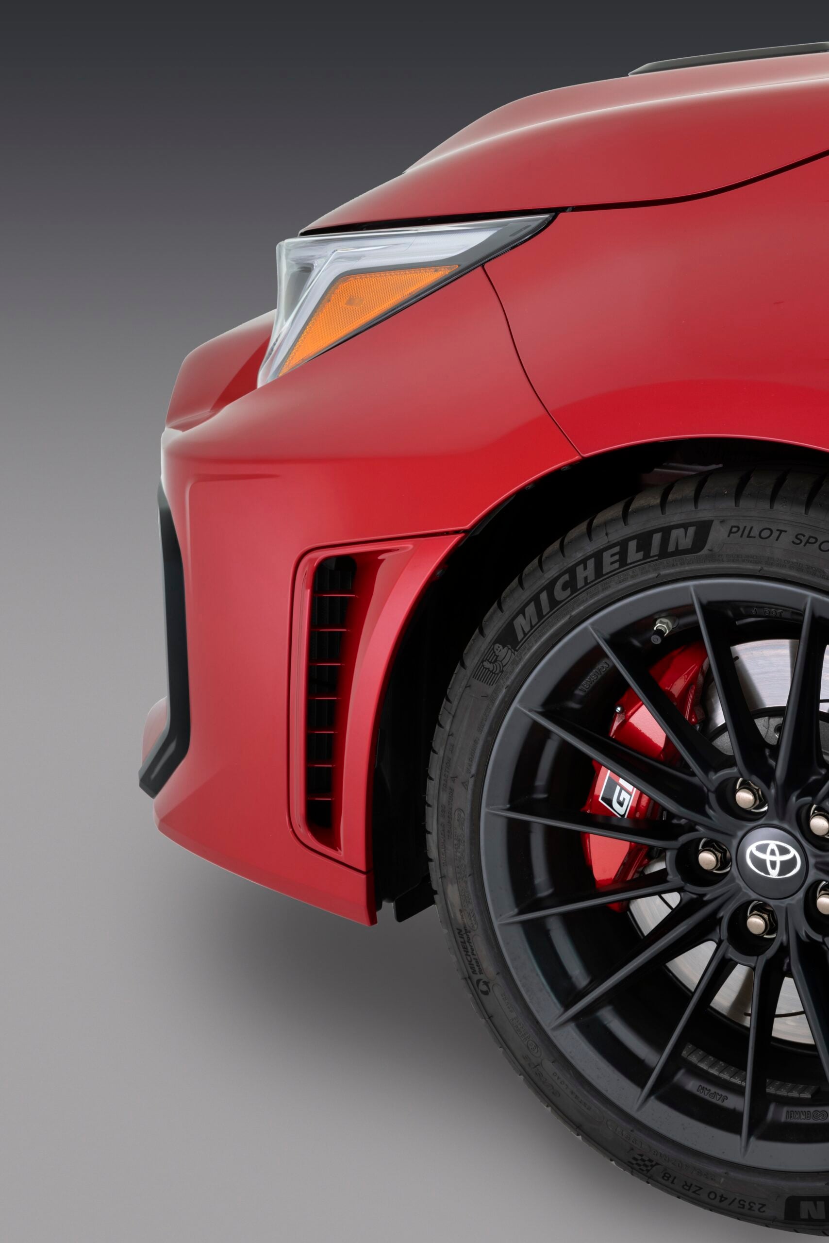 Official Toyota photo of 2026 GR Corolla Supersonic Red detail