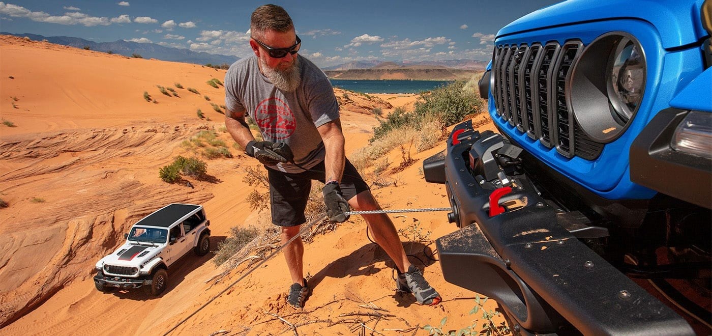 Official Jeep photo of a 2026 Wrangler exterior three-quarter