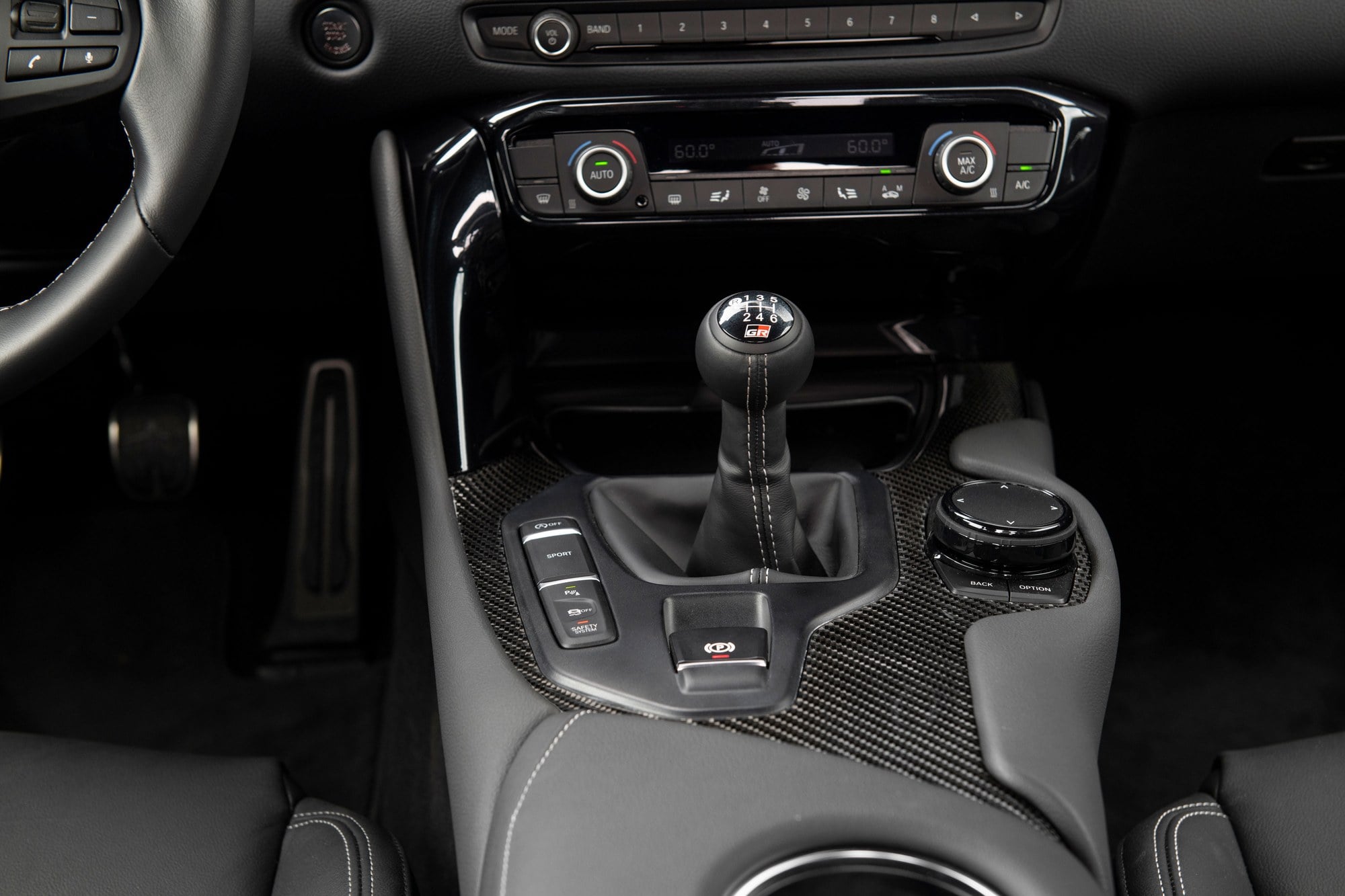 Official Toyota photo of the 2026 GR Supra six-speed Intelligent Manual Transmission shifter