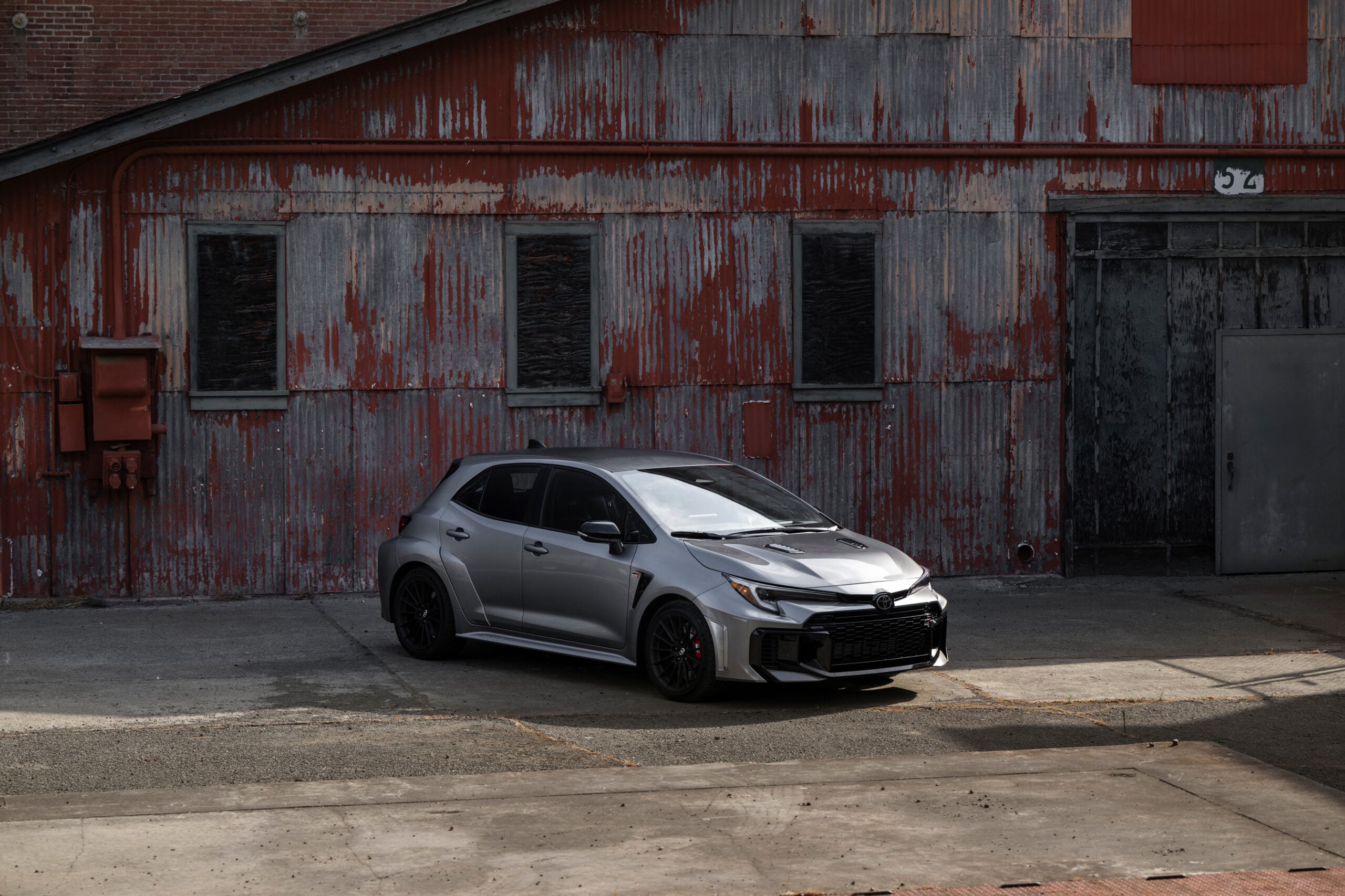 Official Toyota photo of 2026 GR Corolla Premium Plus Heavy Metal side profile