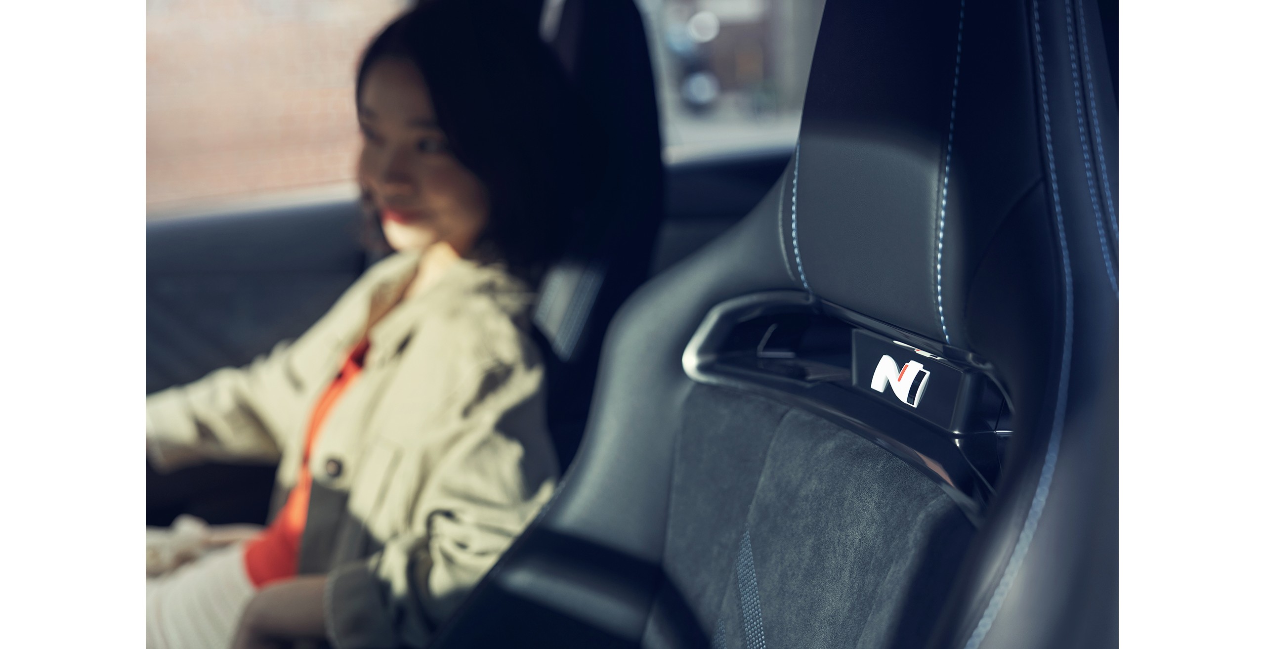 Official Hyundai photo of Elantra N bolstered sport seat with N badge