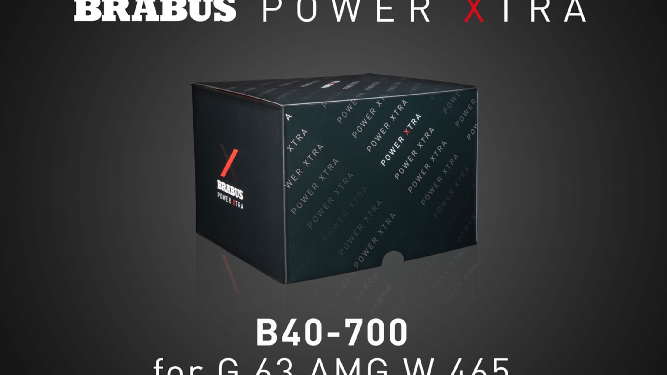 Official BRABUS product image of the PowerXtra B40-700 kit box for Mercedes-AMG G 63 W465