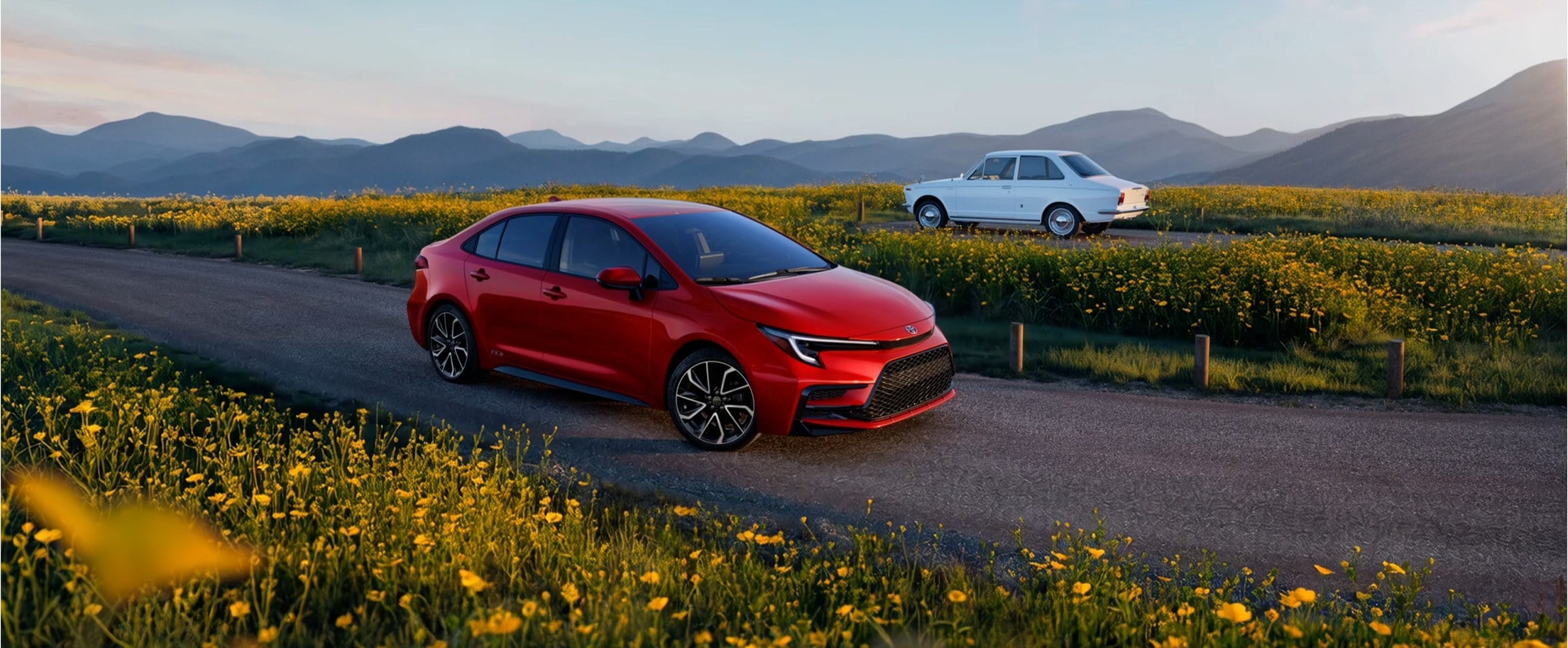 Official Toyota photo of 2027 Corolla 60th Anniversary sedan lifestyle banner