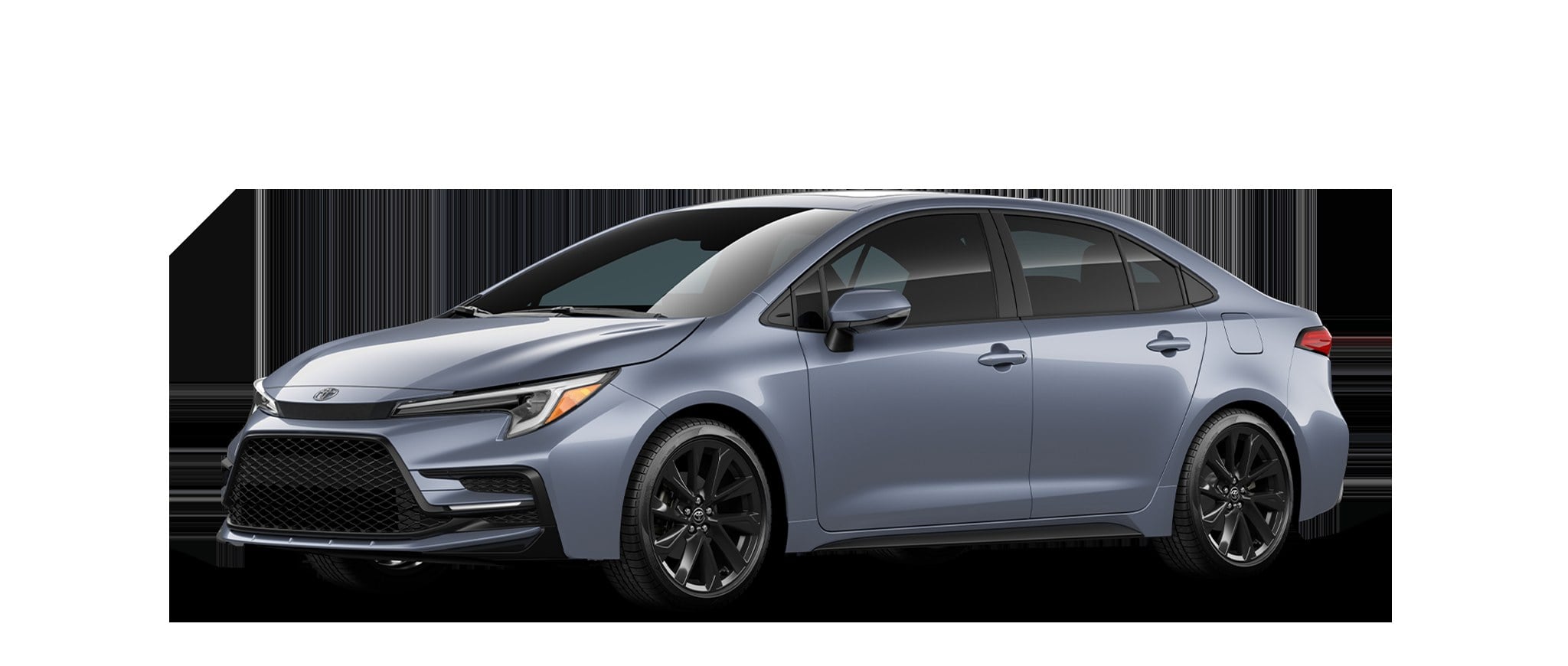 Official Toyota photo of 2027 Corolla XSE sedan front three-quarter studio shot