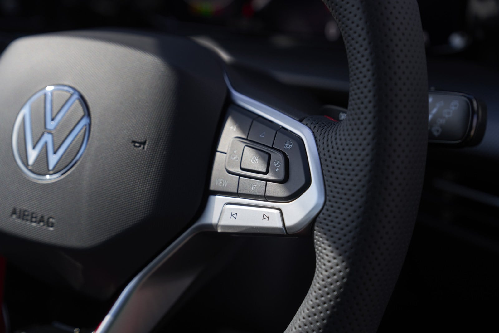 Official VW photo of Golf GTI steering wheel with DSG paddle shifter