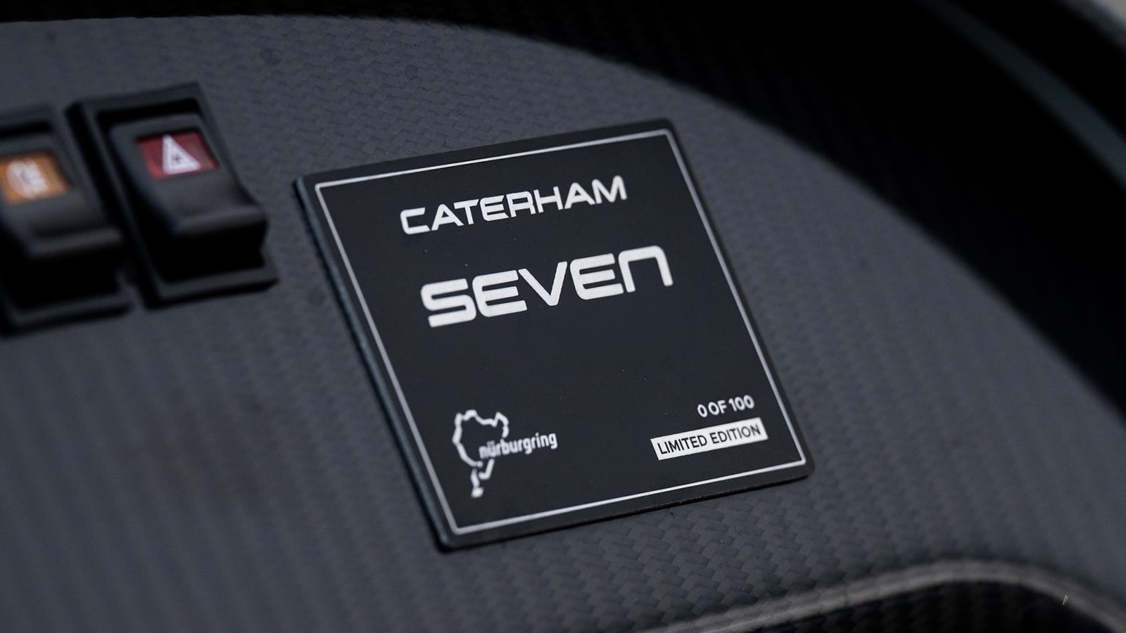 Numbered Nürburgring Edition plaque on the Caterham Seven dashboard. Image courtesy of Caterham Cars.