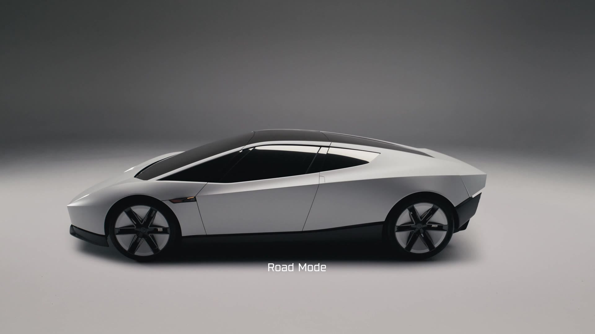 Tesla Roadster side profile in Road Mode