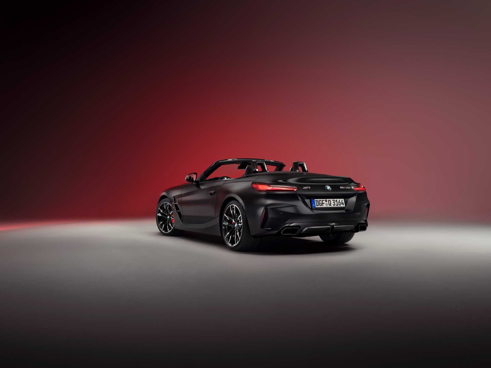 Official BMW photo of a 2026 BMW Z4 Final Edition rear three-quarter showing the quad exhaust finishers